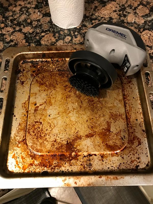 Scrubber with crusty baked on pan
