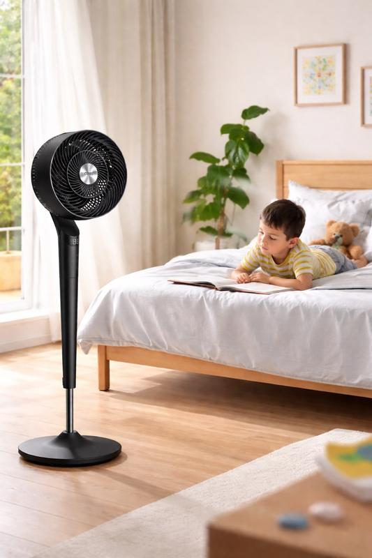DREO 8-in High Velocity Indoor Oscillating Pedestal Fan, in Grey with ...