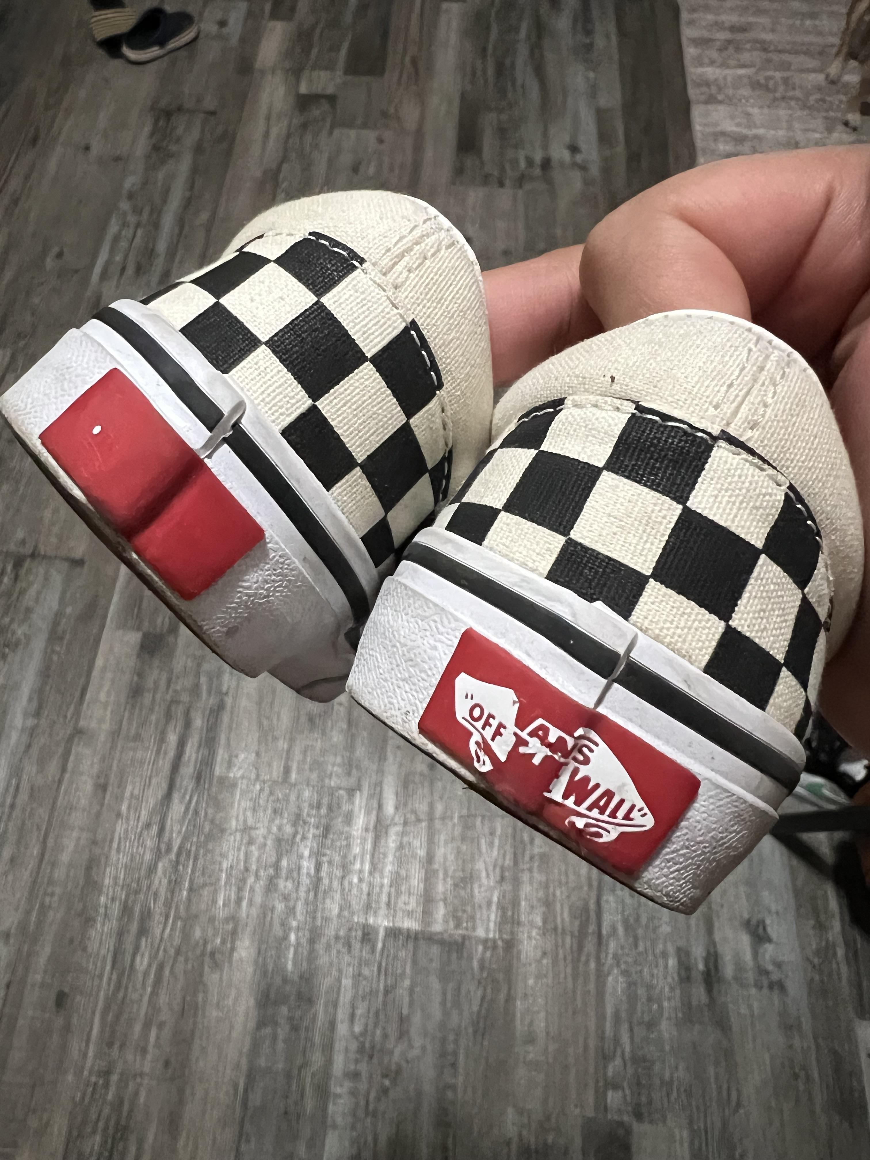 Kids checkered vans slip ons hotsell