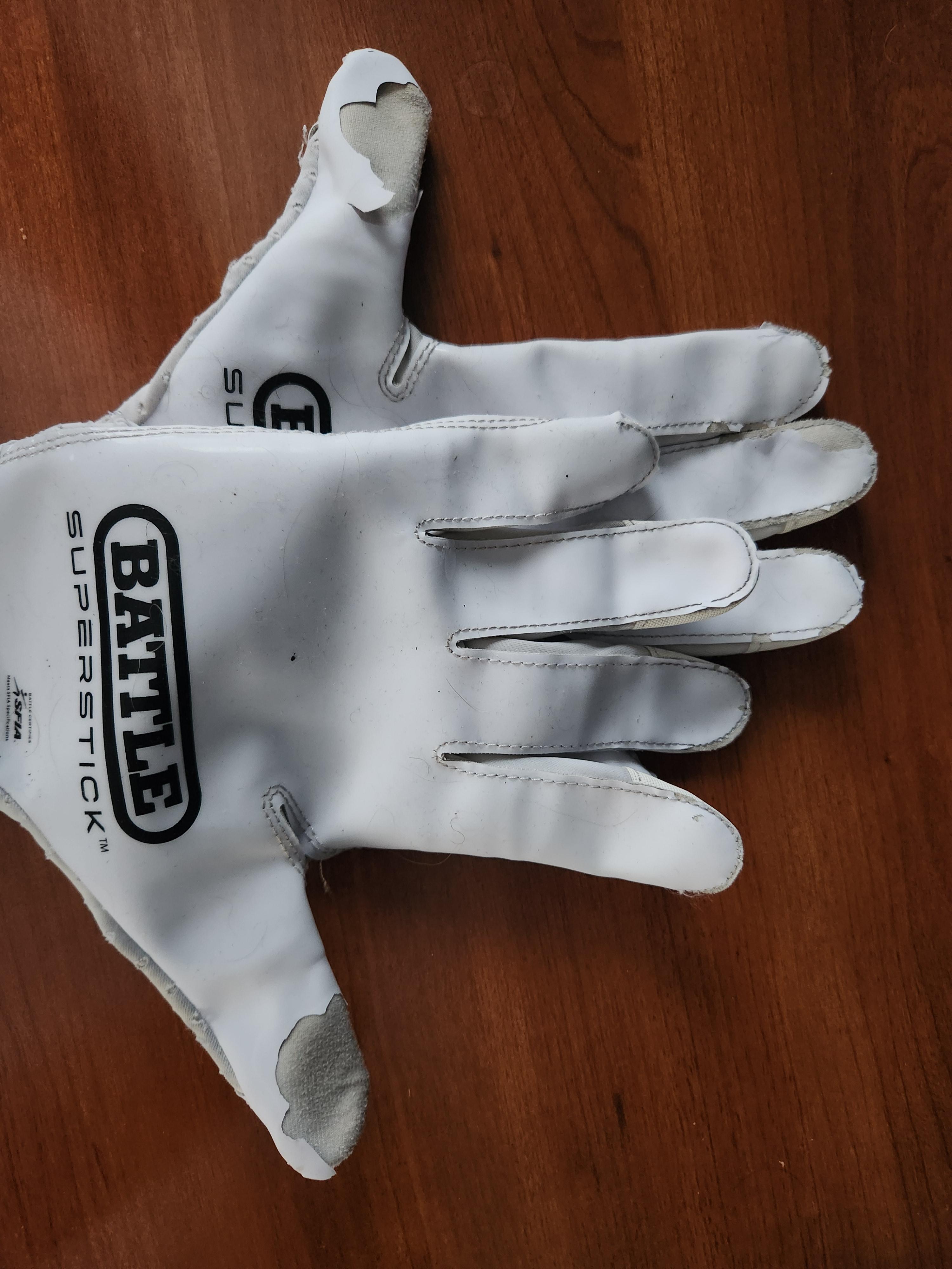Battle Sports Doom 1.0 Adult Football Receiver Gloves – White, Men's, Padded - View #3
