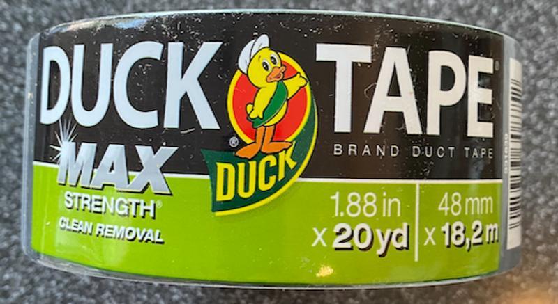 Duck Brand Black Color Duct Tape, 1.88-Inch by 20 Yards, Single Roll