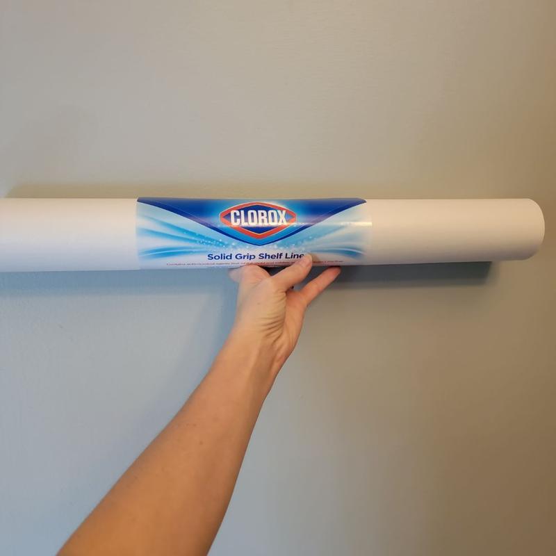 Solid Grip Shelf Liner with Clorox, White, 20 in. x 6 ft. Roll