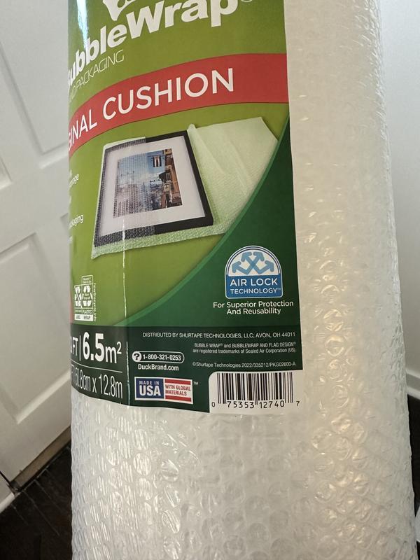 Duck Brand Bubble Wrap Original Protective Packaging, 12 Inches Wide x  30-Feet Long, Single Roll (393251), Clear