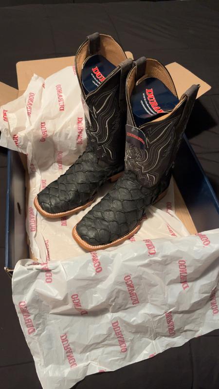 Durango® Premium Exotics™ Matte Black Pirarucu Western Boot