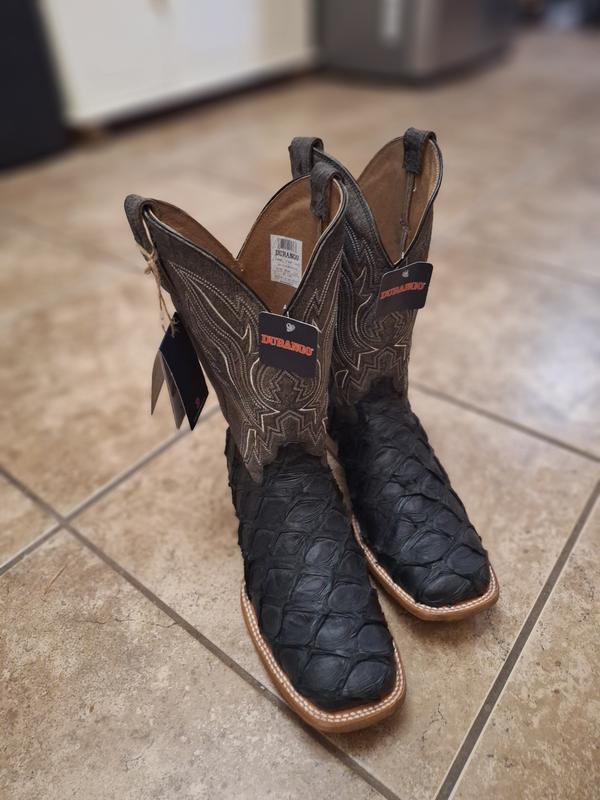 Durango® Premium Exotics™ Matte Black Pirarucu Western Boot
