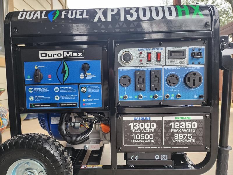 DuroMax 13,000/10,500-Watt Dual-Fuel Portable Generator, CO Alert