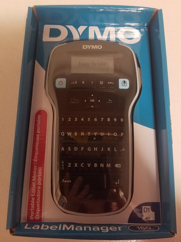  Dymo LabelManager 160 - Kit de iniciación para etiquetar, Máquina etiquetadora de mano, con 3 rollos de cinta de etiquetas DYMO D1, Teclado QWERTY