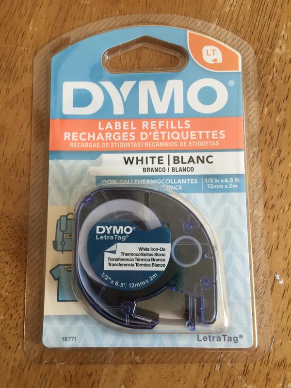 ✓ Dymo S0718850 Ruban textile thermocollant noir sur fond blanc - Largeur  12 mm x 2 mètres (18769) couleur Noir en stock - 123CONSOMMABLES