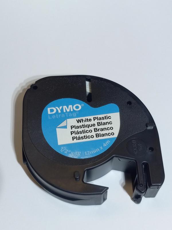Puty Dymo Letratag Paper Tape 12mmx4m Black on White Label Lt