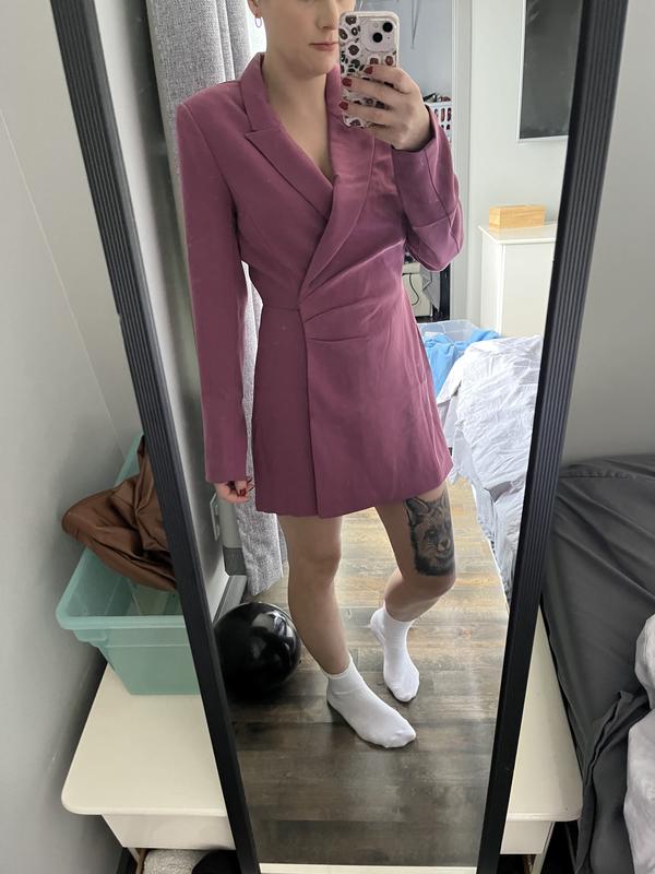 Maggie Long Sleeve Blazer Romper With Pleats Black | Dynamite