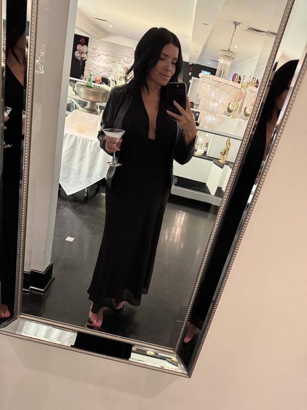 Deep Cowl Neck Maxi Dress Black | Dynamite