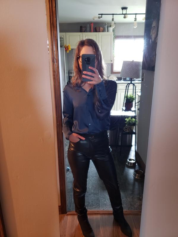 Petite Sutton Skinny Pants in Faux Leather