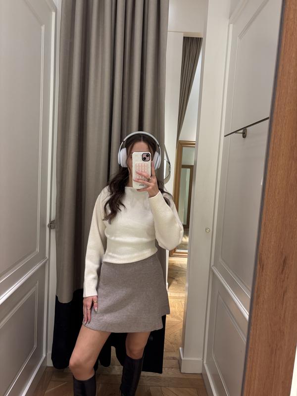Knit Drop Waist Mini Skirt Gray | Dynamite