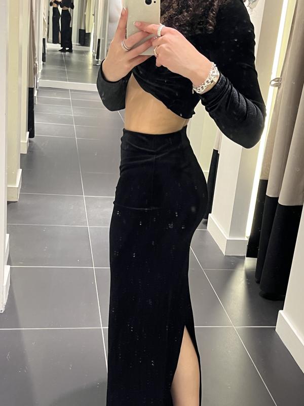 Arya Velvet Tube Maxi Skirt Brown | Dynamite