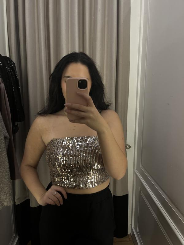Good American sequin micro tube top. Size 0 and runs - Depop