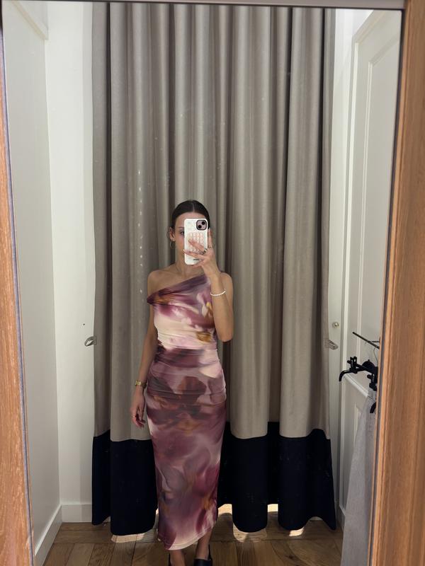 purple dress dynamite Boat Neck Mesh Maxi Dress Purple