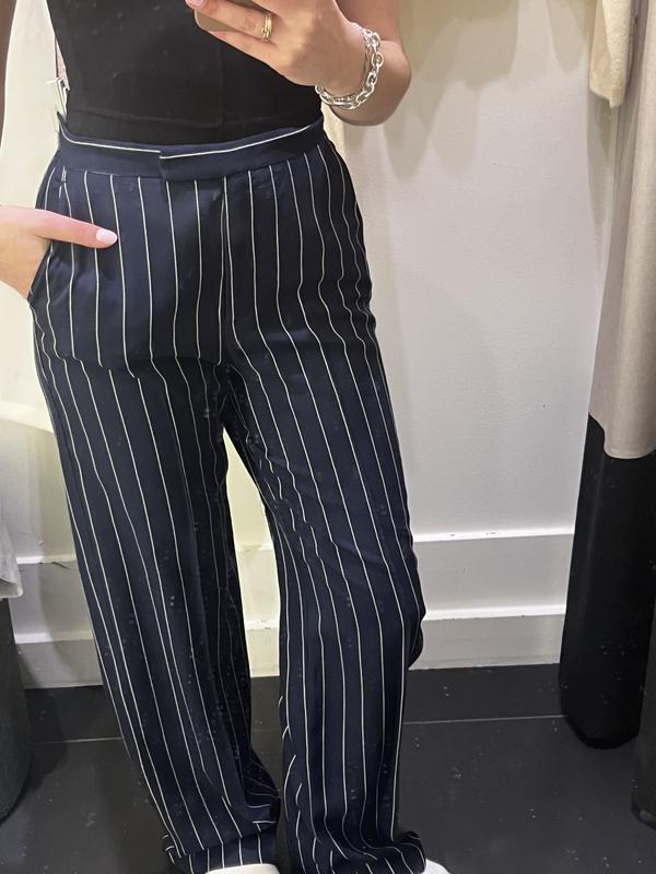 Pinstripe Wide Leg Pants Blue Dynamite