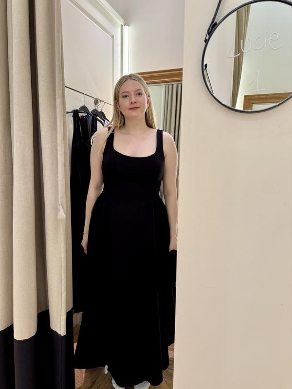 Iris Flared Ponte Maxi Dress Black | Dynamite