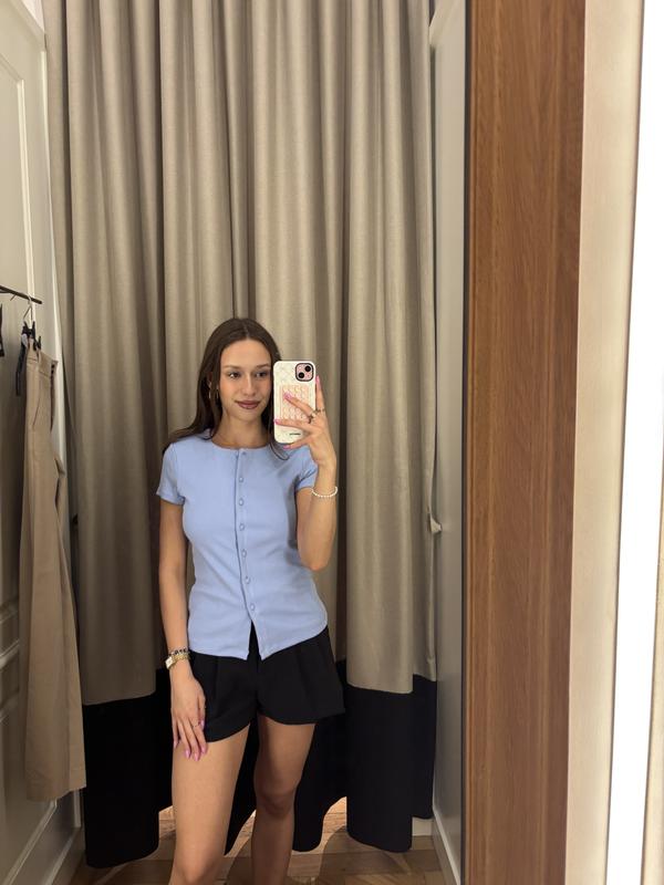 Ribbed Short Sleeve Cardigan