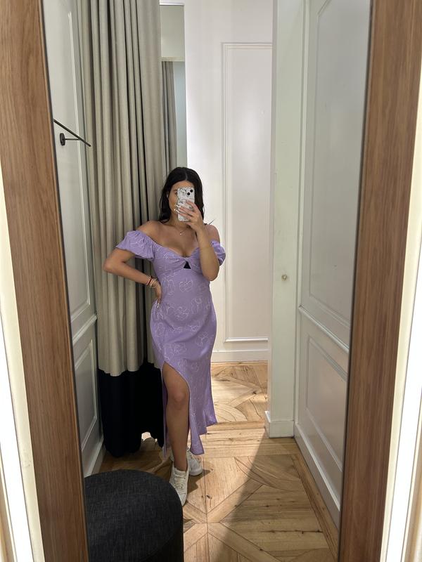 purple dress dynamite Short Sleeve Twist Front Maxi Dress Purple