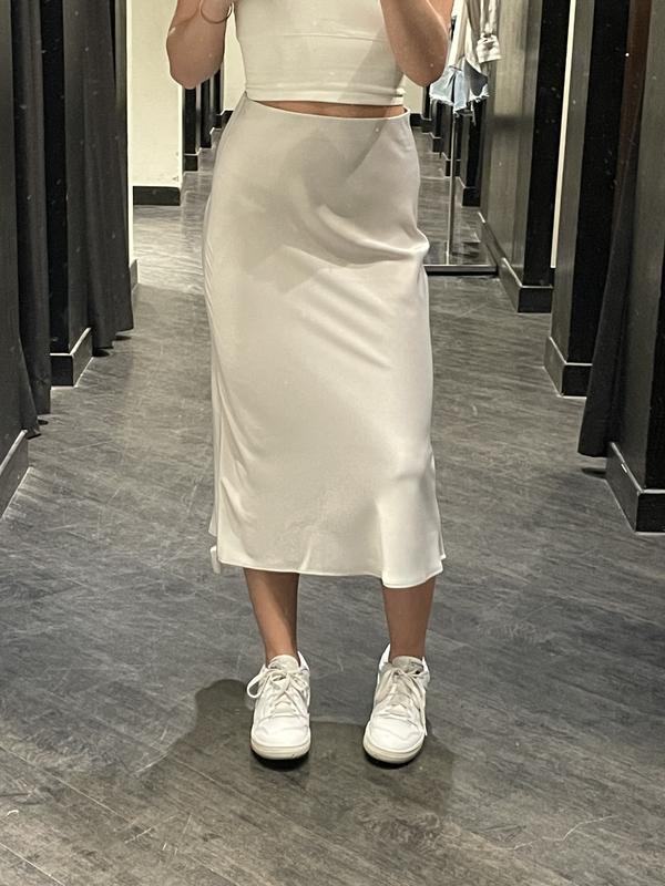 Melody Satin Slip Midi Skirt Green | Dynamite