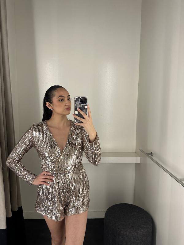 Christelle Sequin Romper Black