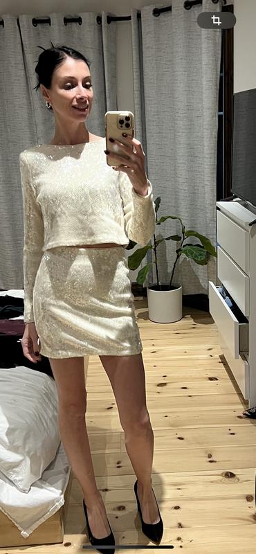 Sequin Mini Skirt Greys