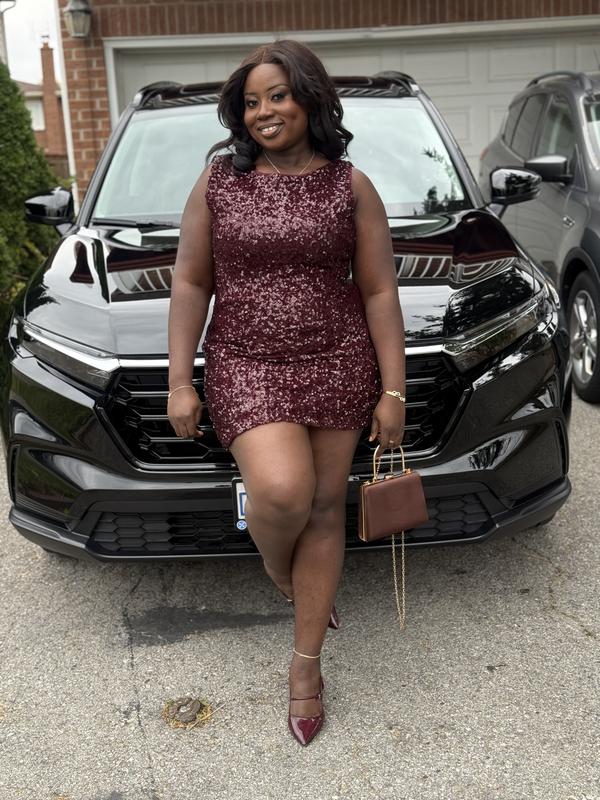 Selina Sequin Mini Dress Burgundy | Dynamite