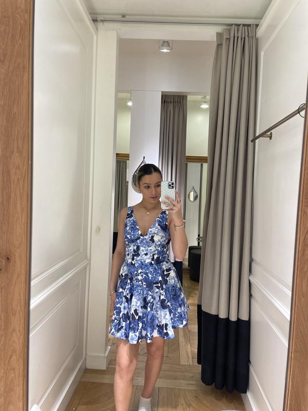 Eloise Poplin Mini Dress Blue | Dynamite