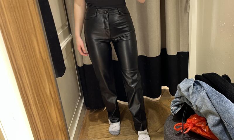 Gisele Straight Leg Faux Leather Pants Black | Dynamite