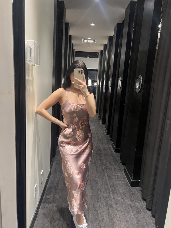 Adelle Open Back Satin Maxi Dress Green | Dynamite