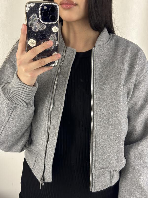 Weekday Destiny bomber jacket in light grey