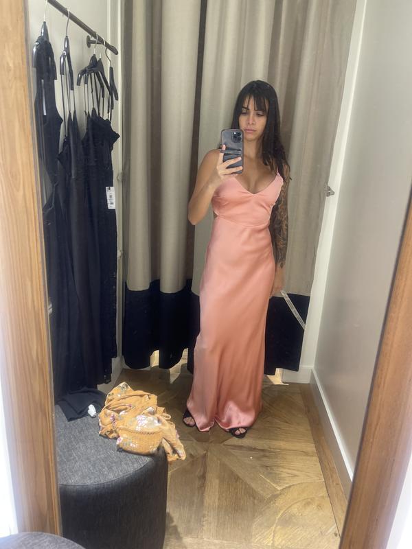 dynamite pink satin dress Sage Satin Maxi Dress Pink