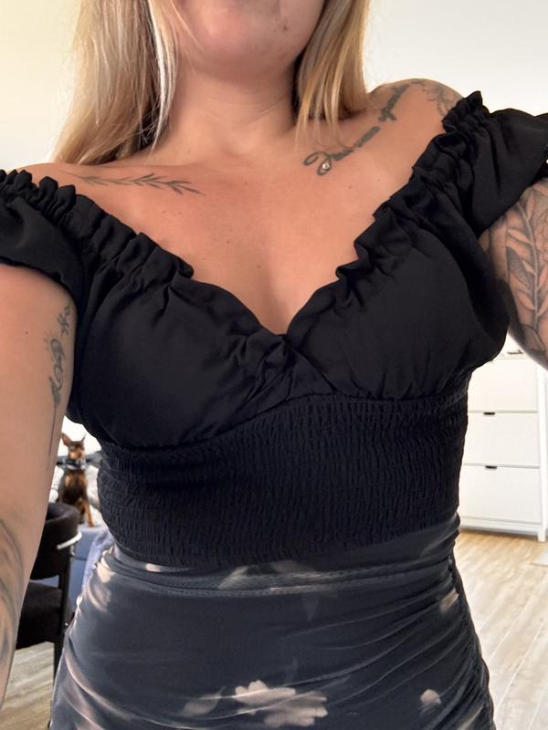 Delphine Smocked Top Black | Dynamite