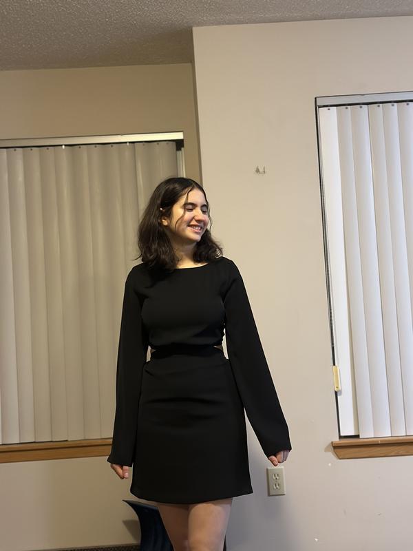 Long Sleeve Open Back Dress Black | Dynamite