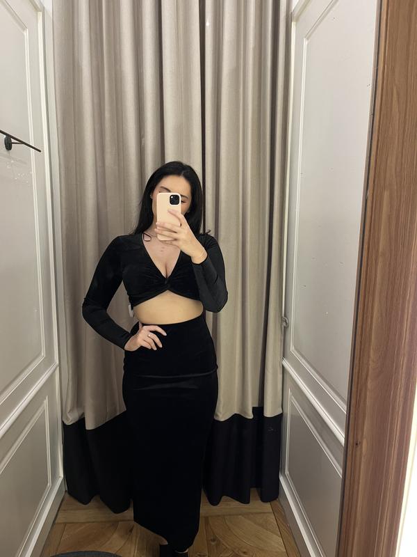 Arya Velvet Tube Maxi Skirt Brown | Dynamite