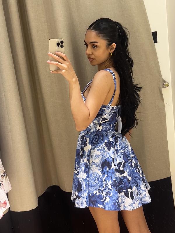 トップス AMERI BUMPY VOLUME MINI DRESS Nash Bust Mini Dress - White Ditsy Floral – Peppermayo Canada