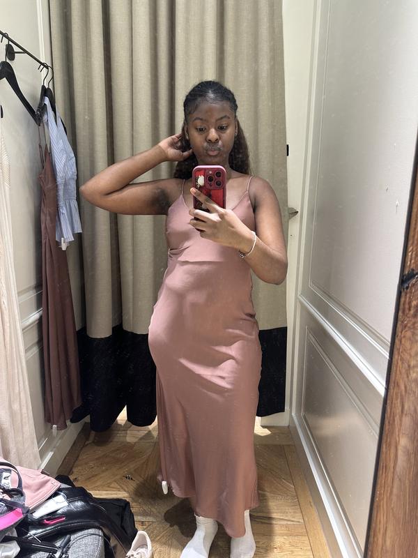 Aimee Satin Maxi Dress GREEN | Dynamite