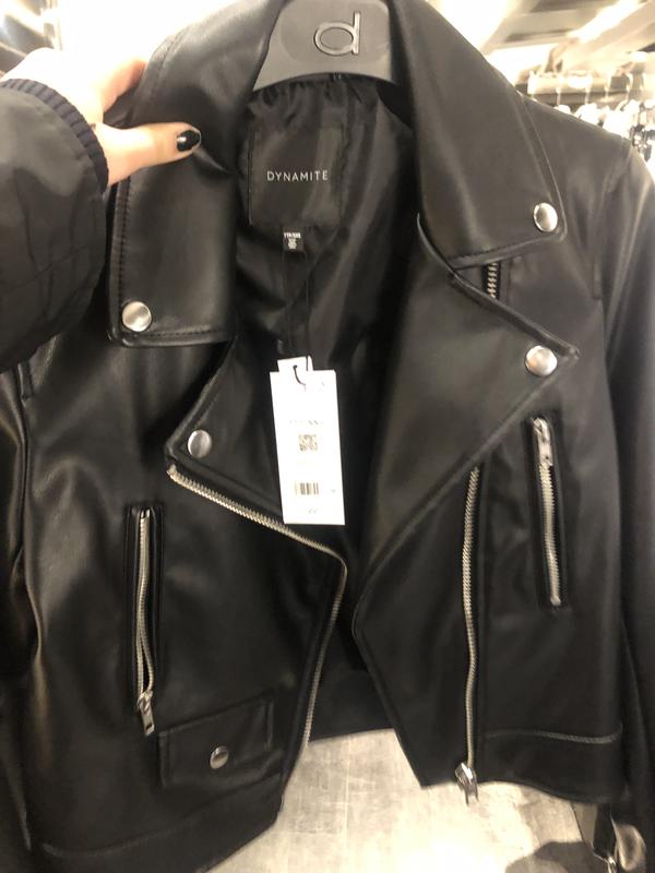 Charlie Faux Leather Moto Jacket Black Dynamite