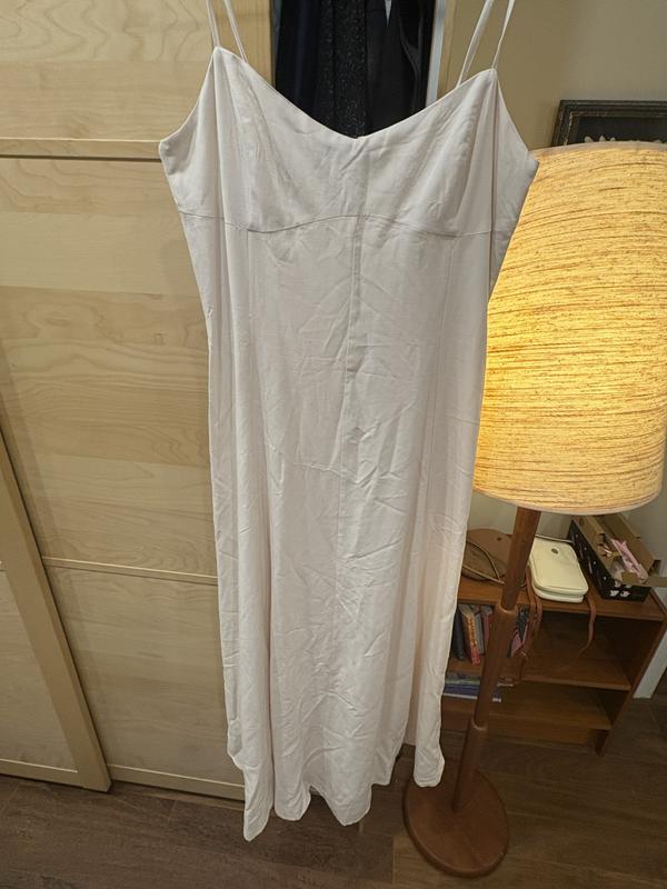 black midi a line dress Women's Zane A-line Off-Shoulder Linen Midi Dress S/M/L Black MEAN BLVD S / Black main image 0
