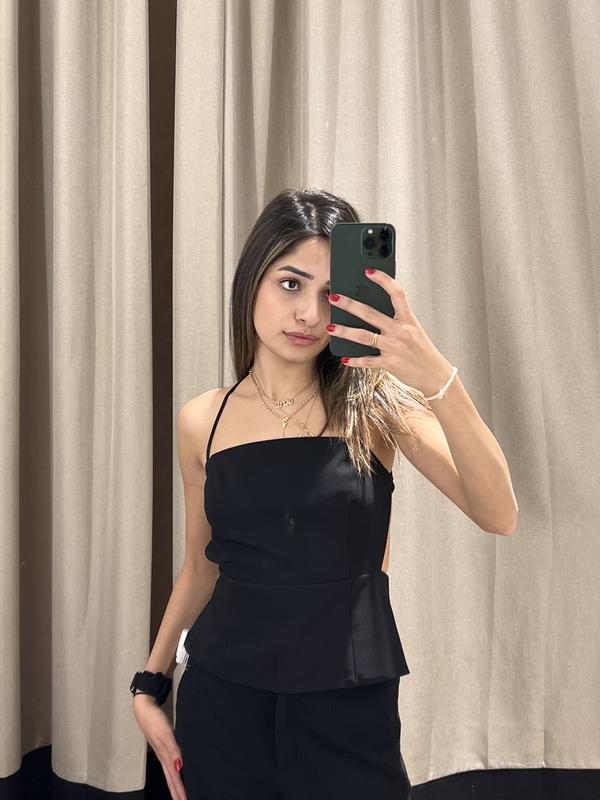 Open Back Lace Up Top Black | Dynamite