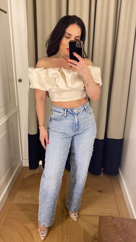 トップス M me eme Ruffle off shoulder denim tops M me eme／Ruffle off shoulder denim tops (eme10433) | All
