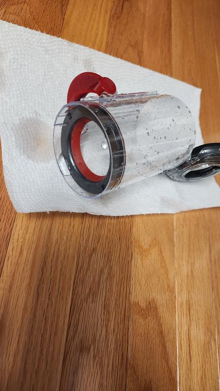 Water cleaned the dust bin