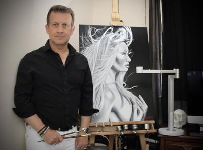 Image of my light and one of my oil paintings