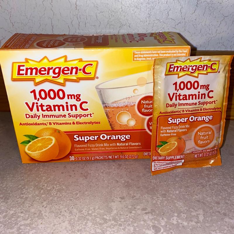 Emergen C Drink Mix Flavored Fizzy Super Orange 10 Packets 3 1 Oz G Rite Aid