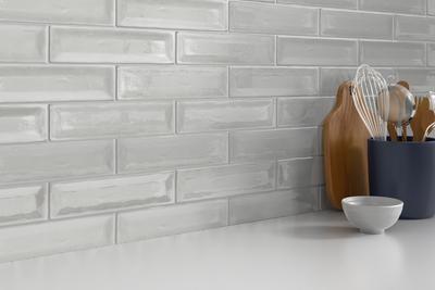 Minimalistic Picket Tile 2x10 Grey Glossy for Kitchen and Bathroom