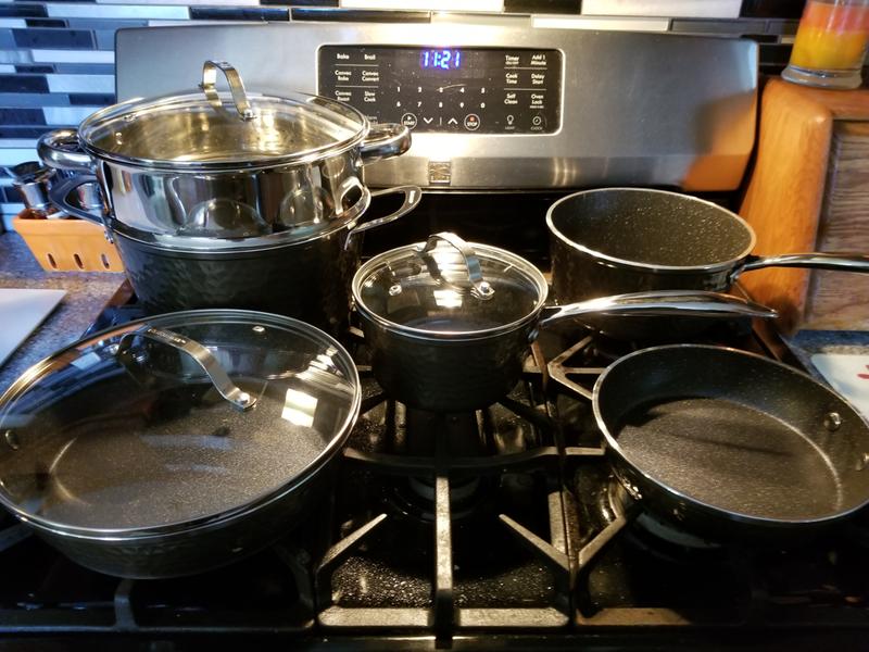 7 Pieces Granite Cookware Set - Ocean Blue & Copper - 24x24 - Blue PANS &  SKILLETS, Granite PANS & SKILLETS