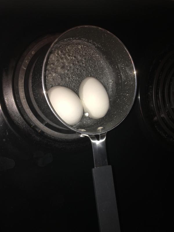 Boiling an egg in my  Ti-Ceramic Coating Non-Stick Mini StackMaster 5pc Cookware Set
