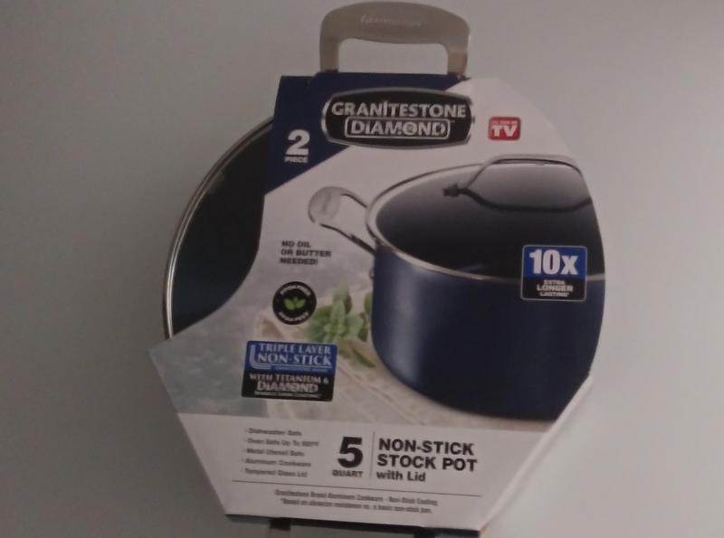 Granitestone 5 Quart Nonstick Aluminum Stock Pot with Tempered Glass Lid, Oven & Dishwasher Safe Color: Blue 7504