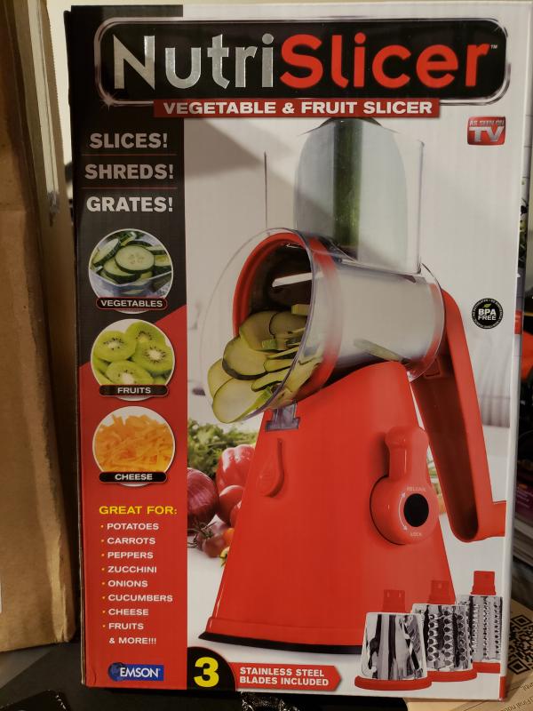 As Seen On TV NutriSlicer 3 in 1 Countertop Vegetable and Fruit Slicer, Red